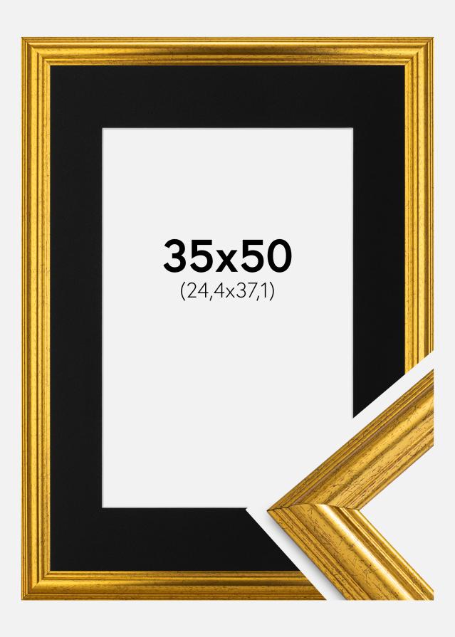 Ram med passepartou Kader Västkusten Goud 35x50 cm - Passe-partout Zwart 10x15 inches