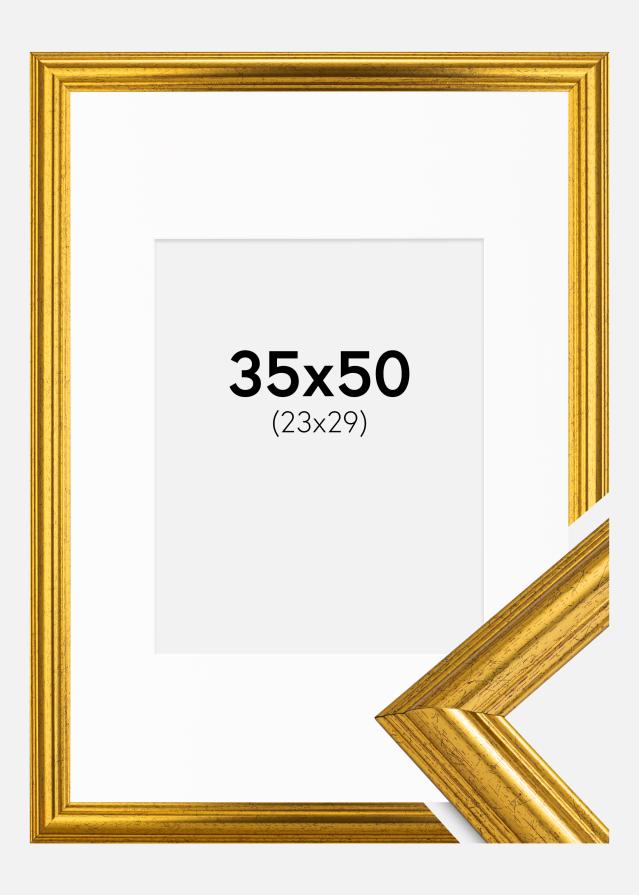 Ram med passepartou Kader Västkusten Goud 35x50 cm - Passe-partout Wit 24x30 cm