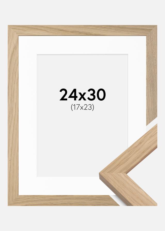 Ram med passepartou Kader Oak Wood 24x30 cm - Passe-partout Wit 18x24 cm