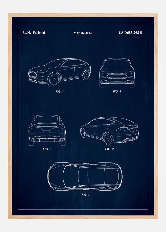 Bildverkstad Patent Print - Tesla - Blue Poster