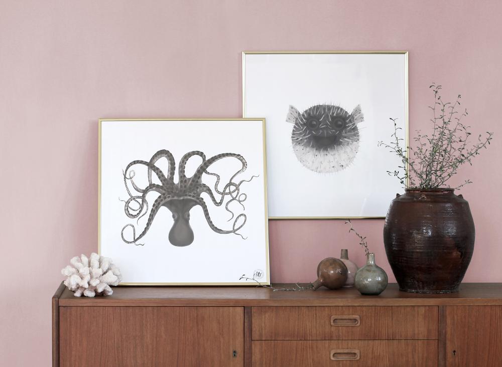 Knaada AB Knaada - Blåsfisk - 50x50 cm Poster