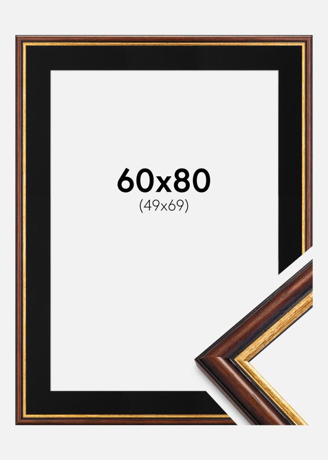 Ram med passepartou Kader Siljan Bruin 60x80 cm - Passe-partout Zwart 50x70 cm
