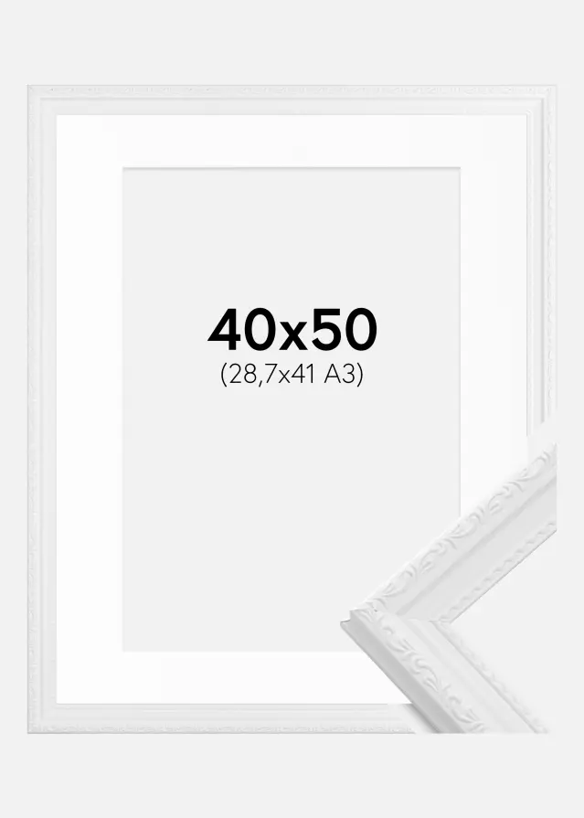 Ram med passepartou Kader Abisko Wit 40x50 cm - Passe-partout Wit 29,7x42 cm (A3)