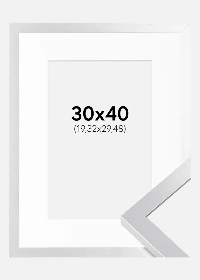 Ram med passepartou Kader Selection Zilver 30x40 cm - Passe-partout Wit 8x12 inches