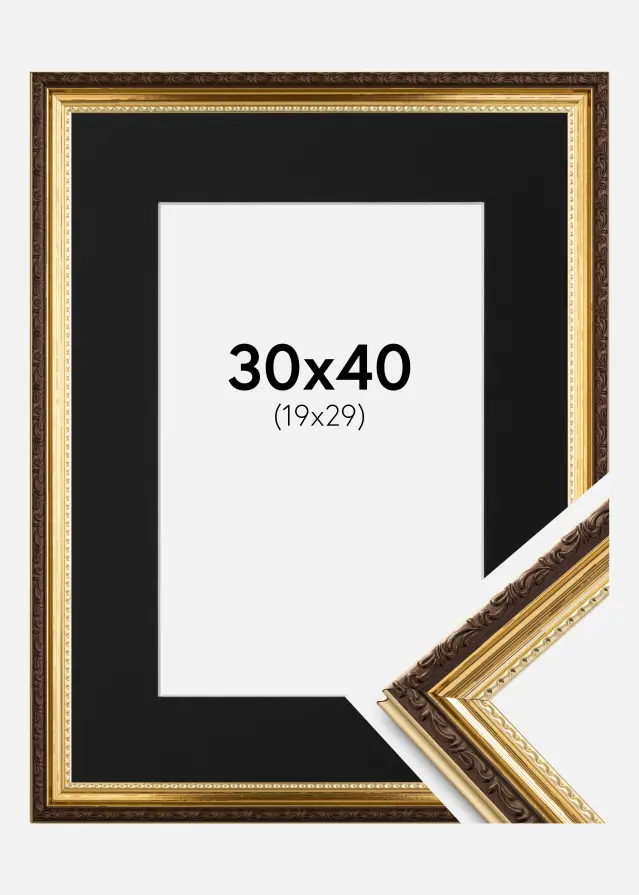 Ram med passepartou Kader Abisko Goud 30x40 cm - Passe-partout Zwart 20x30 cm