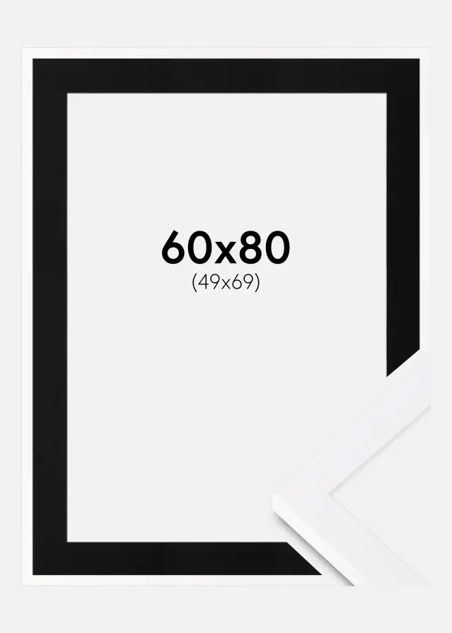 Ram med passepartou Kader Selection Wit 60x80 cm - Passe-partout Zwart 50x70 cm