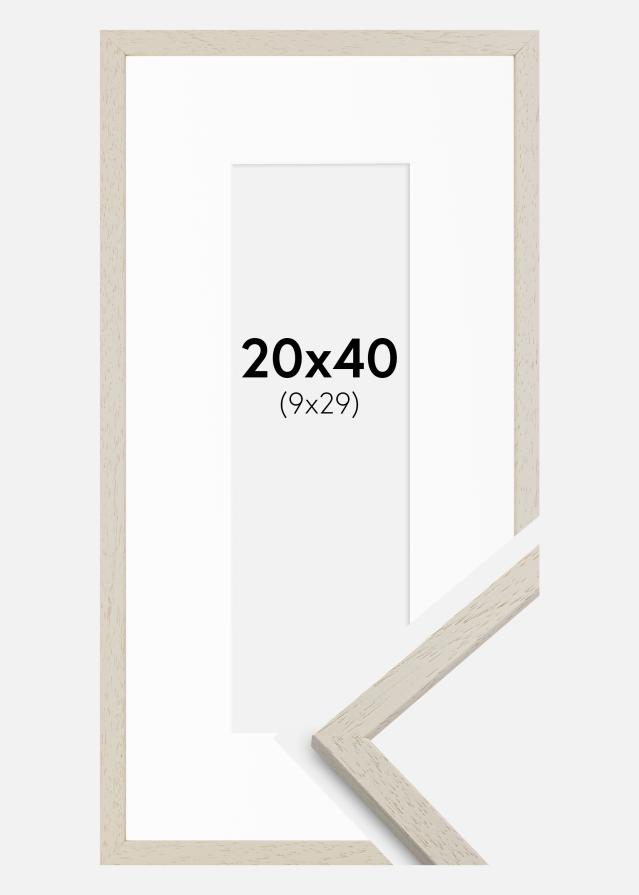 Ram med passepartou Kader Edsbyn Sand 20x40 cm - Passe-partout Wit 10x30 cm