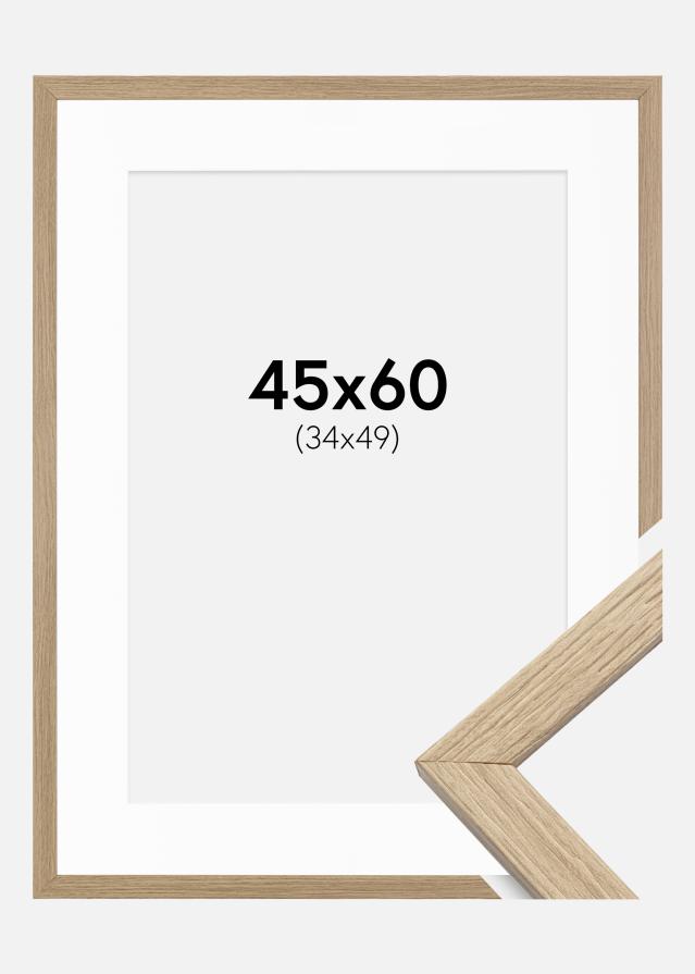 Ram med passepartou Kader Stilren Acrylglas Eiken 45x60 cm - Passe-partout Wit 35x50 cm