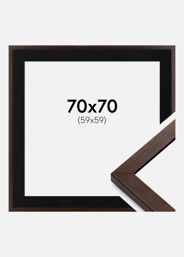 Ram med passepartou Kader Selection Walnoot 70x70 cm - Passe-partout Zwart 60x60 cm