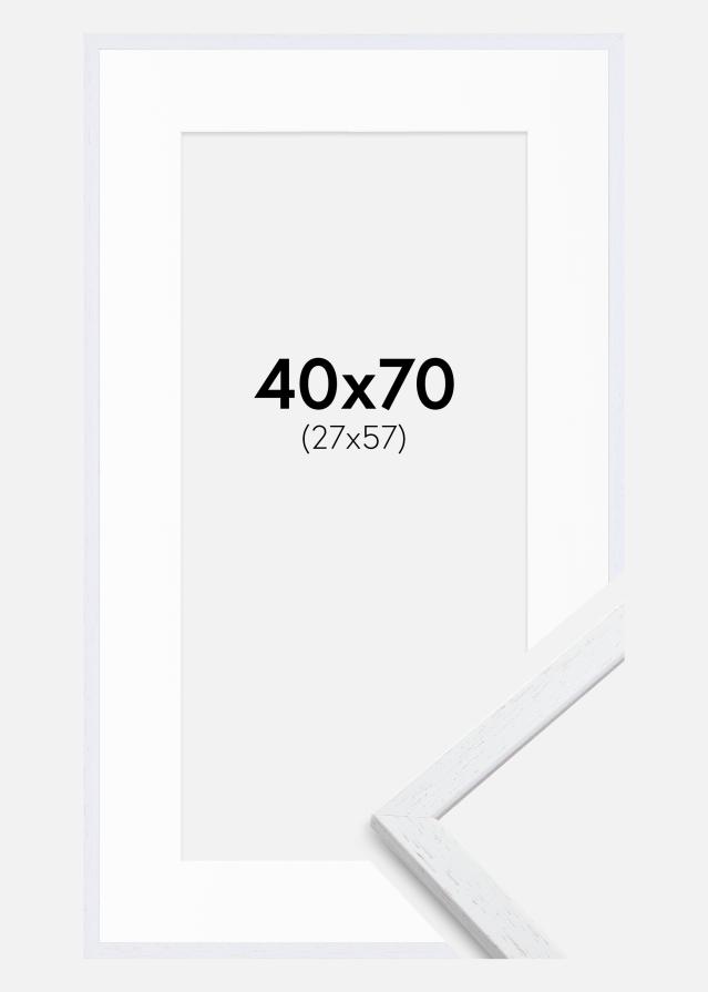 Ram med passepartou Kader Edsbyn Warm White 40x70 cm - Passe-partout Wit 28x58 cm