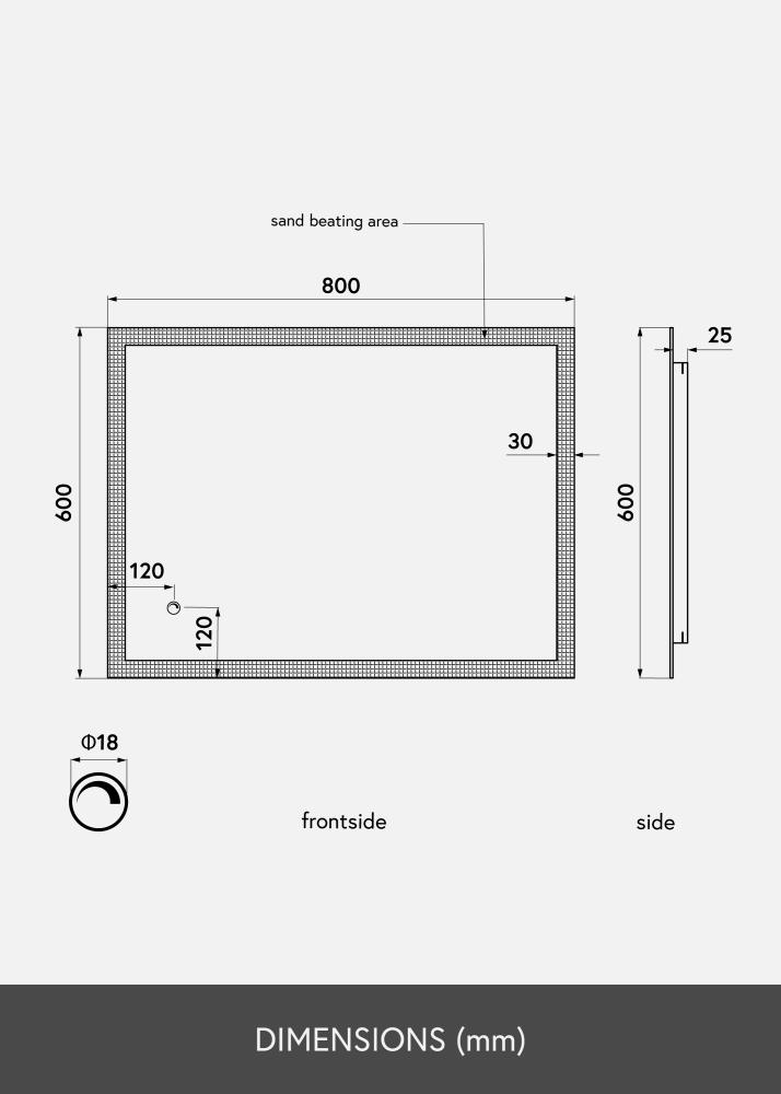 KAILA KAILA Spiegel Rectangle II LED 60x80 cm