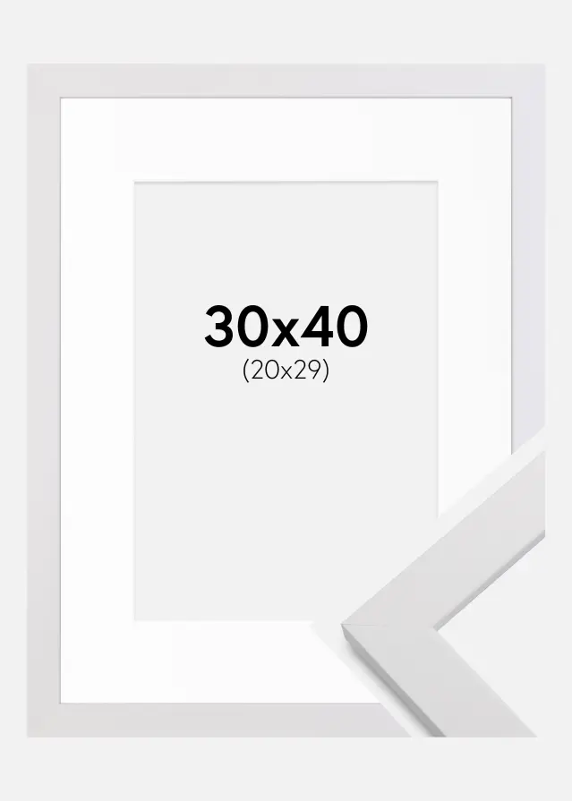 Ram med passepartou Kader White Wood 30x40 cm - Passe-partout Wit 21x30 cm