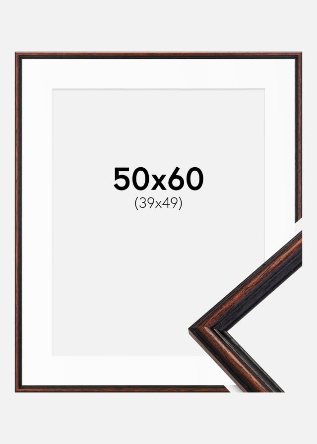 Ram med passepartou Kader Horndal Walnoot 50x60 cm - Passe-partout Wit 40x50 cm