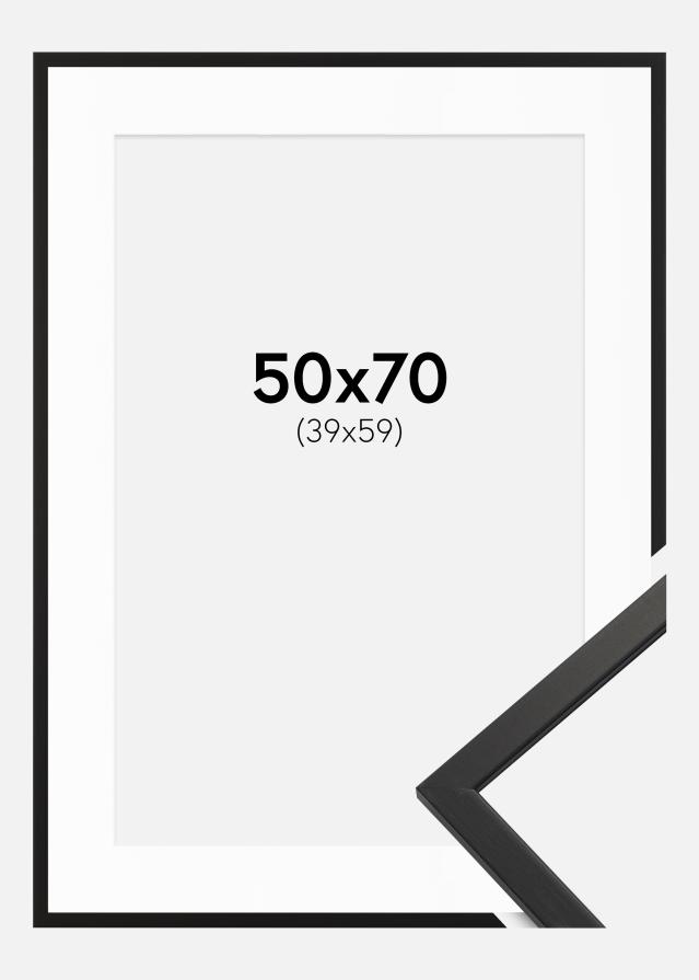 Ram med passepartou Kader Edsbyn Acrylglas Zwart 50x70 cm - Passe-partout Wit 40x60 cm