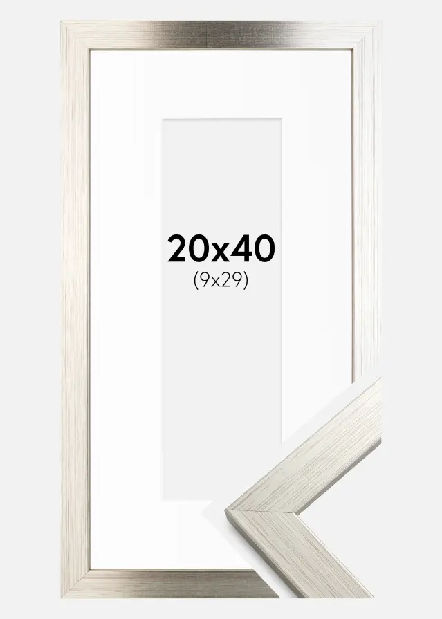 Ram med passepartou Kader Silver Wood 20x40 cm - Passe-partout Wit 10x30 cm