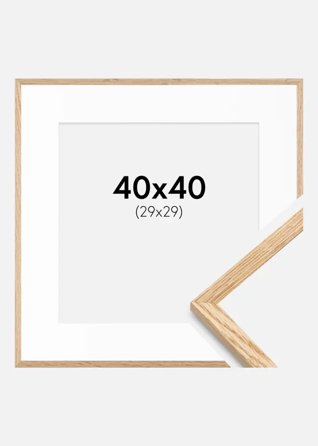 Ram med passepartou Kader Smal Eikenhout 40x40 cm - Passe-partout Wit 30x30 cm