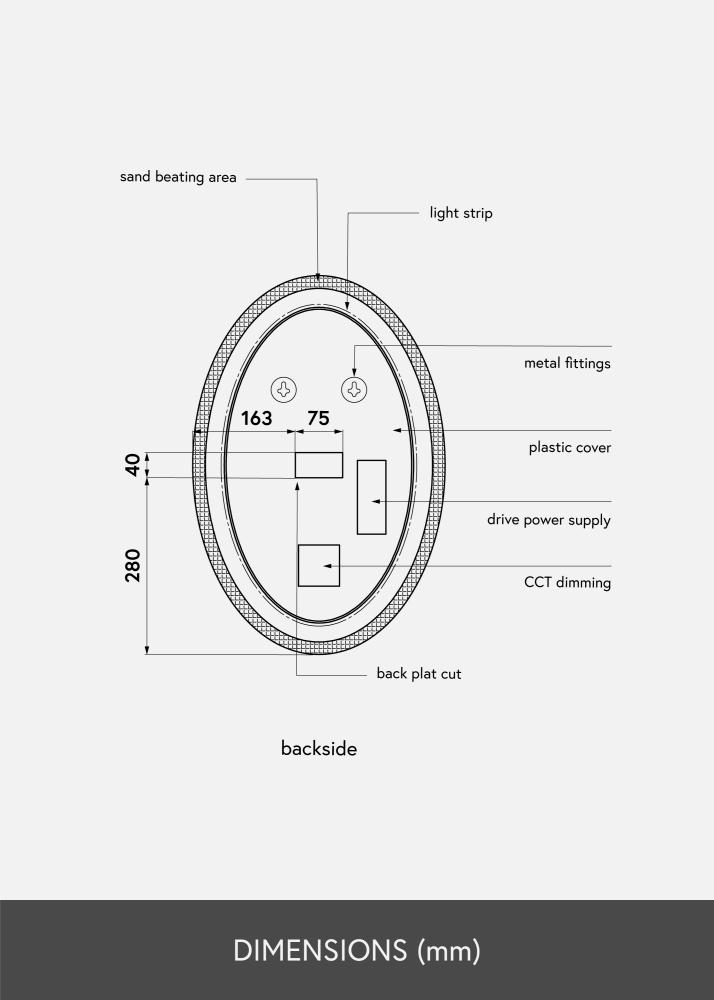 KAILA KAILA Spiegel Oval LED 40x60 cm