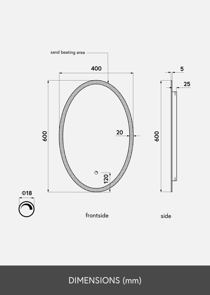 KAILA KAILA Spiegel Oval LED 40x60 cm