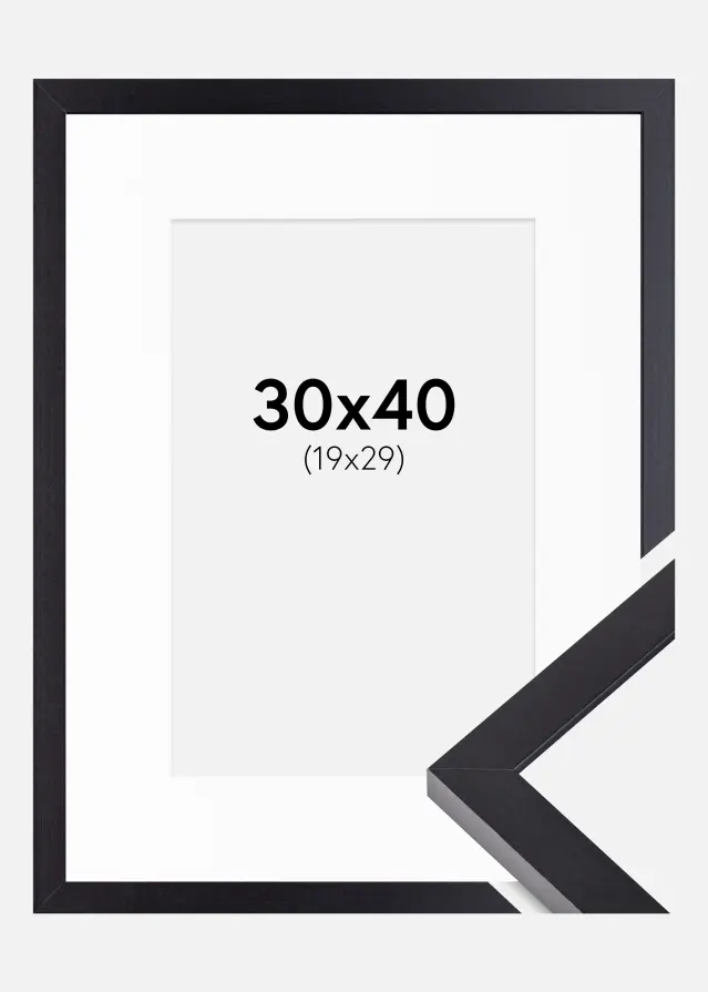 Ram med passepartou Kader Selection Zwart 30x40 cm - Passe-partout Wit 20x30 cm