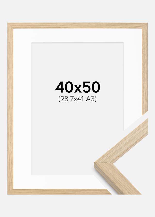 Ram med passepartou Kader Grimsåker Eiken 40x50 cm - Passe-partout Wit 29,7x42 cm