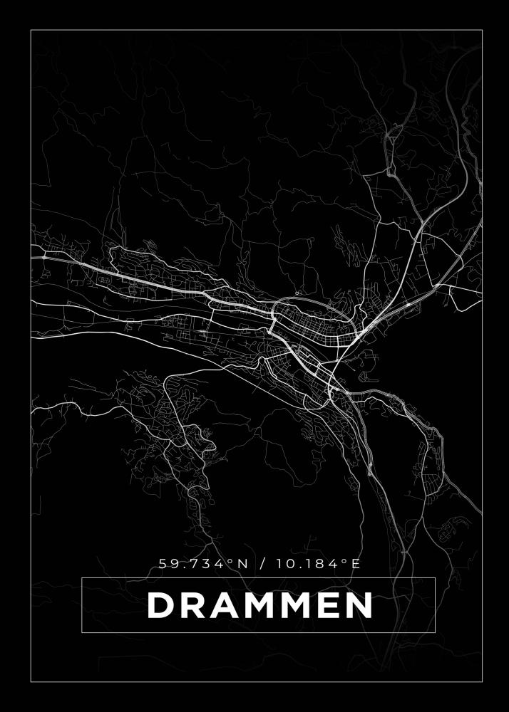 Bildverkstad Map - Drammen - Black Poster