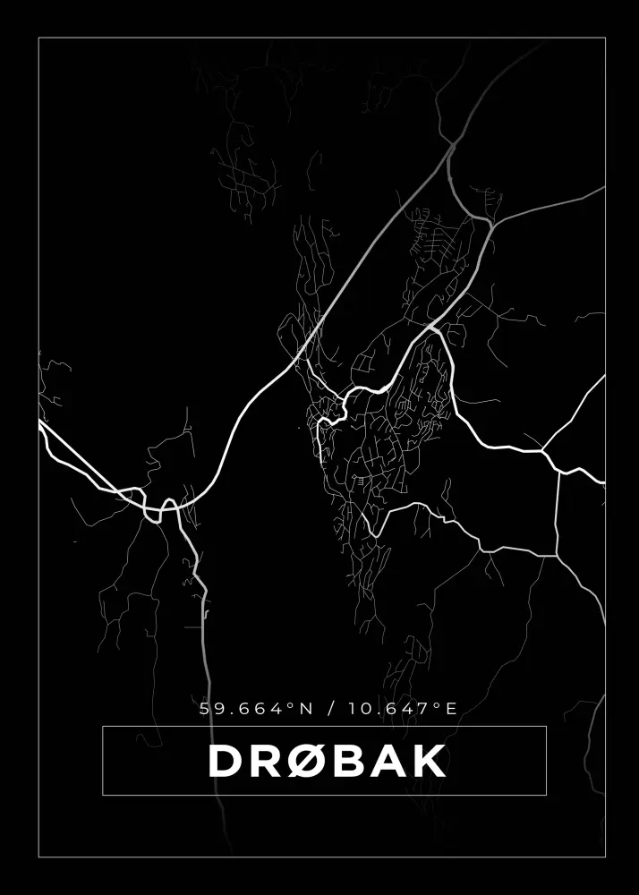 Bildverkstad Map - Drøbak - Black Poster