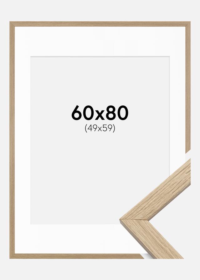 Ram med passepartou Kader Stilren Acrylglas Eiken 60x80 cm - Passe-partout Wit 50x60 cm