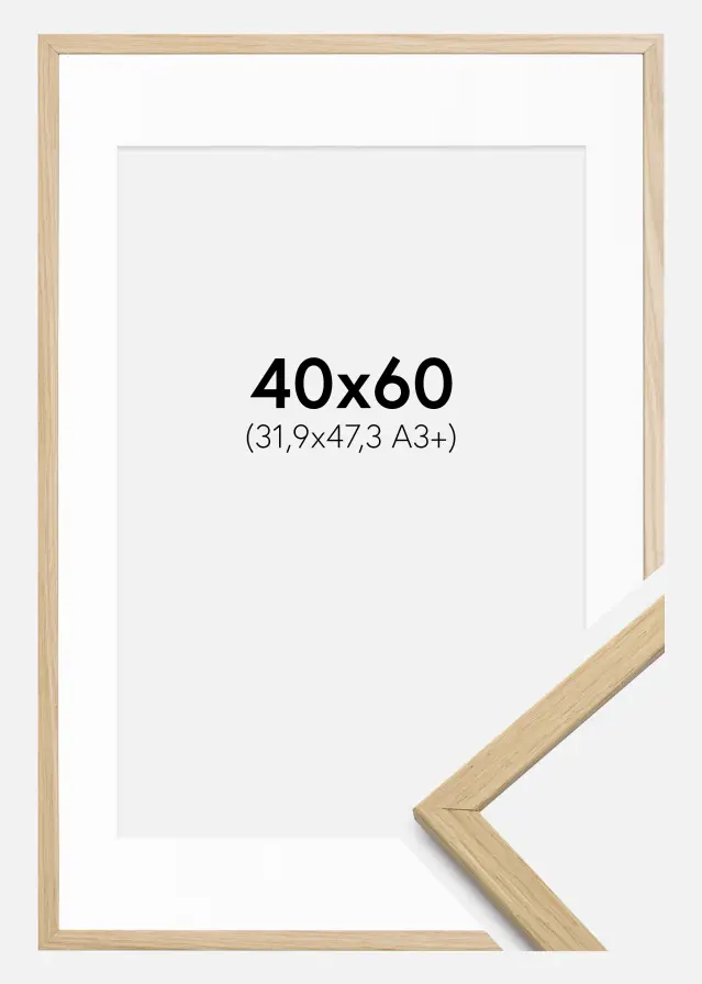 Ram med passepartou Kader Edsbyn Eiken 40x60 cm - Passe-partout Wit 32,9x48,3 cm (A3+)