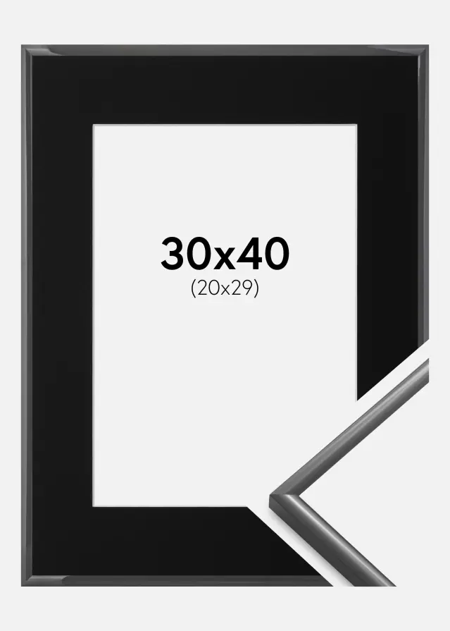 Ram med passepartou Kader New Lifestyle Donkergrijs 30x40 cm - Passe-partout Zwart 21x30 cm