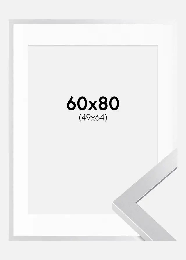 Ram med passepartou Kader Selection Zilver 60x80 cm - Passe-partout Wit 50x65 cm