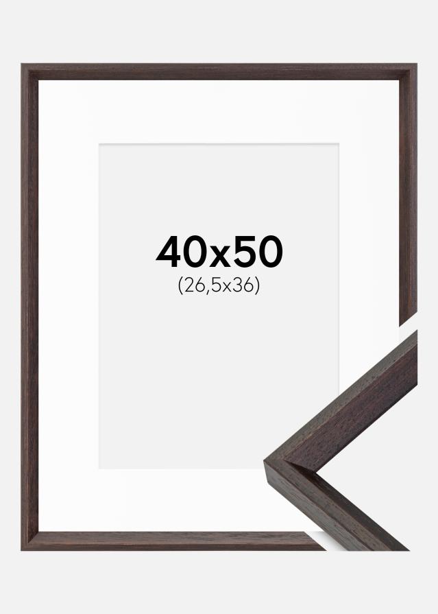 Ram med passepartou Kader Globe Espresso 40x50 cm - Passe-partout Wit 27,5x37 cm