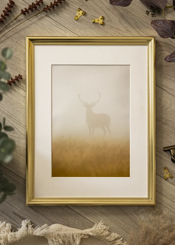 Ram med passepartou Kader Gala Goud 50x70 cm - Passe-partout Wit 16x24 inches