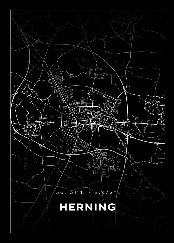 Bildverkstad Map - Herning - Black Poster