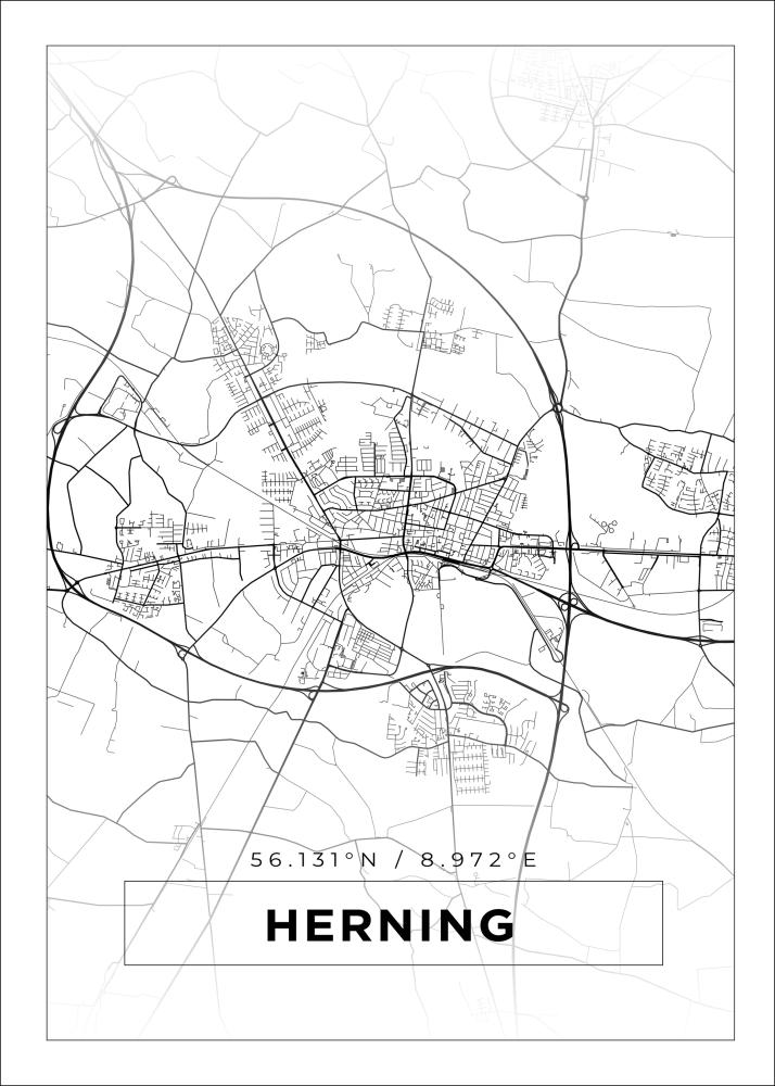 Bildverkstad Map - Herning - White Poster