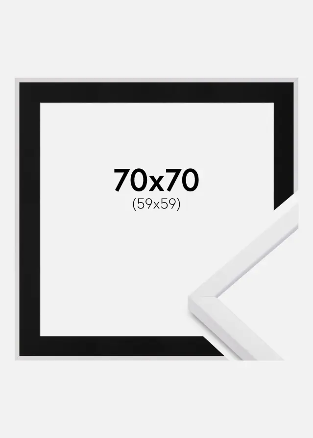 Ram med passepartou Kader E-Line Wit 70x70 cm - Passe-partout Zwart 60x60 cm