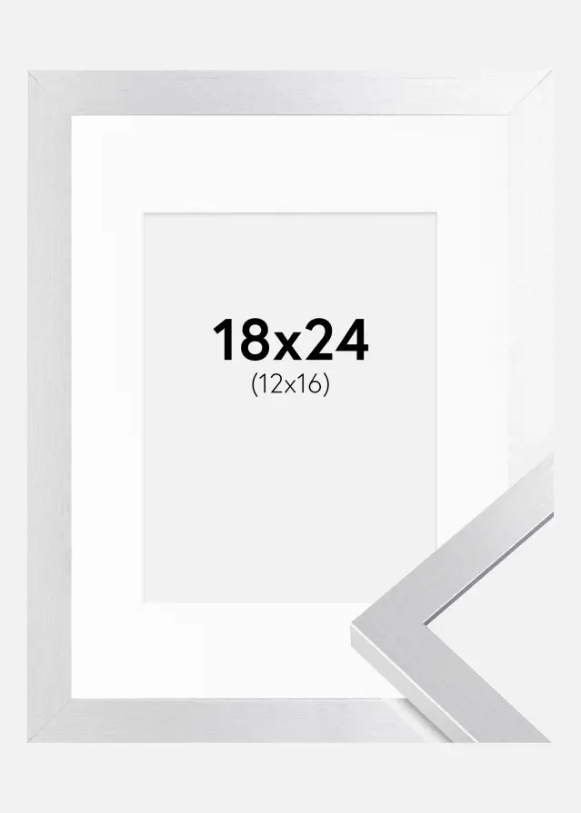 Ram med passepartou Kader Selection Zilver 18x24 cm - Passe-partout Wit 13x17 cm