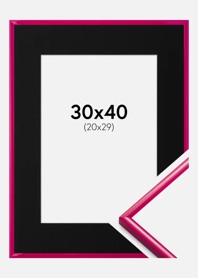 Ram med passepartou Kader New Lifestyle Donkerroze 30x40 cm - Passe-partout Zwart 21x30 cm