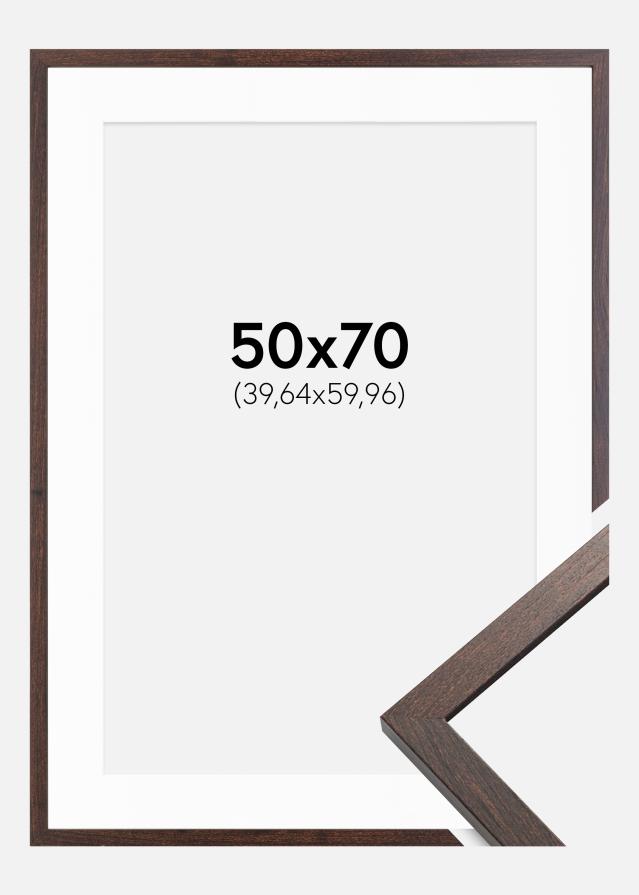 Ram med passepartou Kader Trendy Walnoot 50x70 cm - Passe-partout Wit 16x24 inches