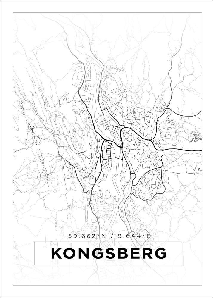 Bildverkstad Map - Kongsberg - White Poster