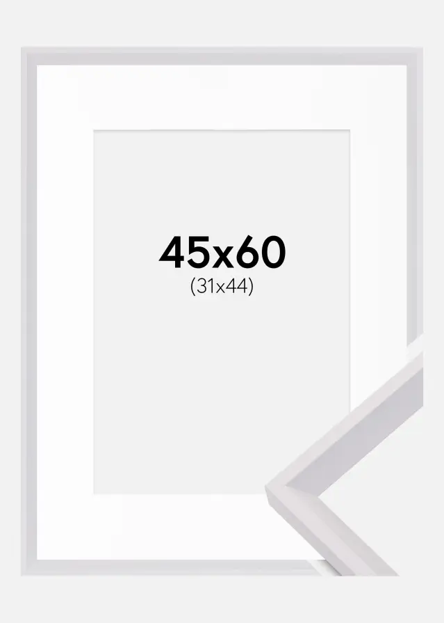 Ram med passepartou Kader Globe Wit 45x60 cm - Passe-partout Wit 32x45 cm