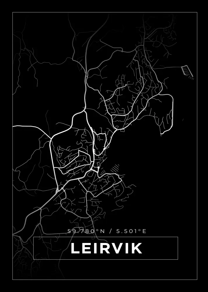 Bildverkstad Map - Leirvik - Black Poster