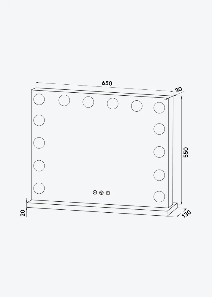 KAILA KAILA Make-up spiegel Base LED 14 Zilver 65x56 cm