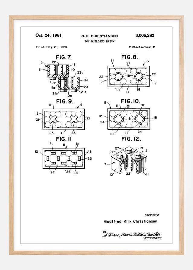 Bildverkstad Patent Print - Lego Block II - White Poster