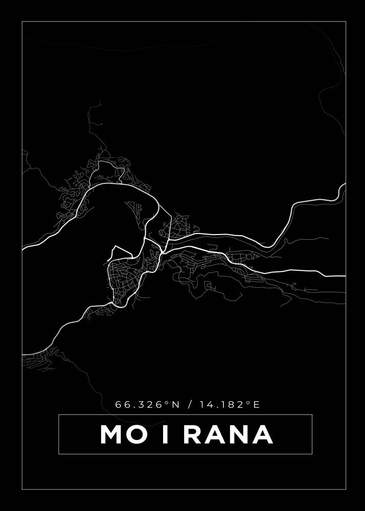 Bildverkstad Map - Mo I Rana - Black Poster