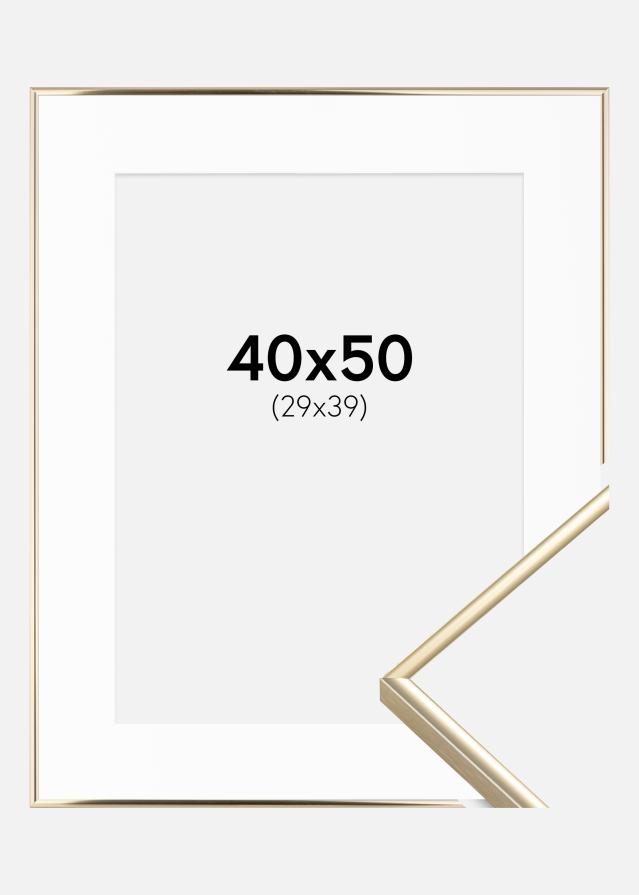 Ram med passepartou Kader Visby Glanzend Goud 40x50 cm - Passe-partout Wit 30x40 cm
