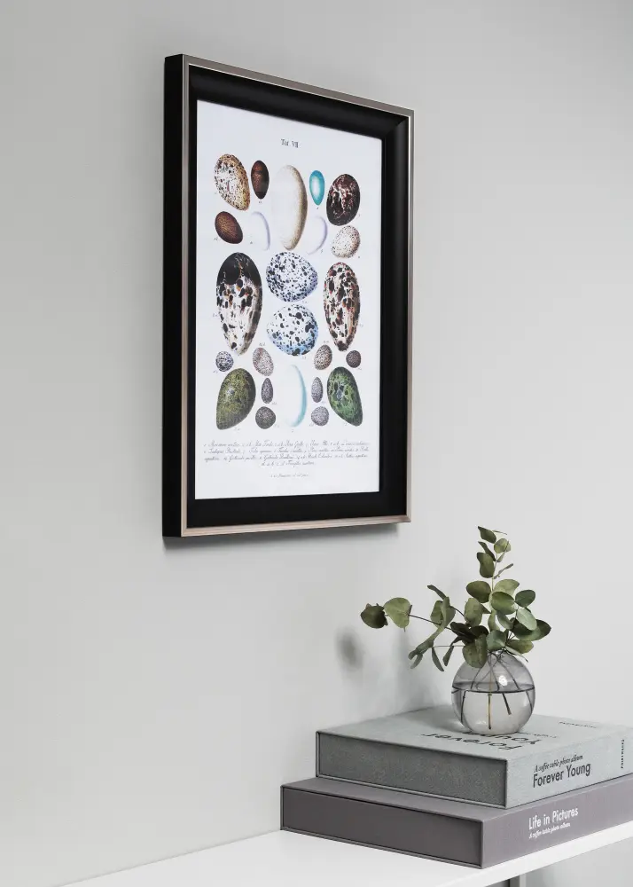 Ram med passepartou Kader Öjaren Zwart-Zilver 70x100 cm - Passe-partout Zwart 62x85 cm