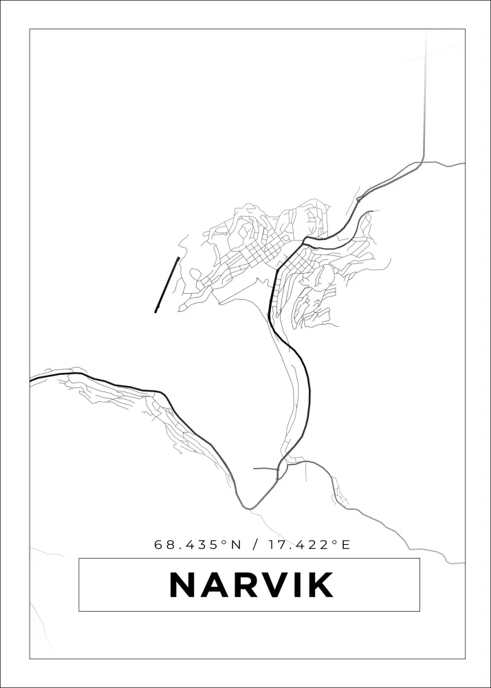 Bildverkstad Map - Narvik - White Poster