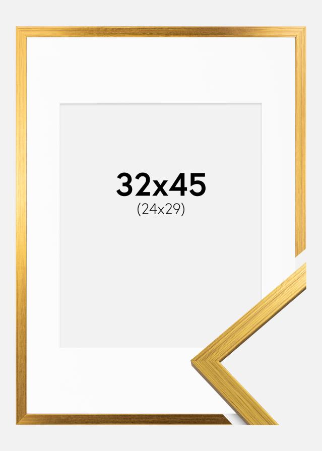 Ram med passepartou Kader Edsbyn Goud 32x45 cm - Passe-partout Wit 25x30 cm
