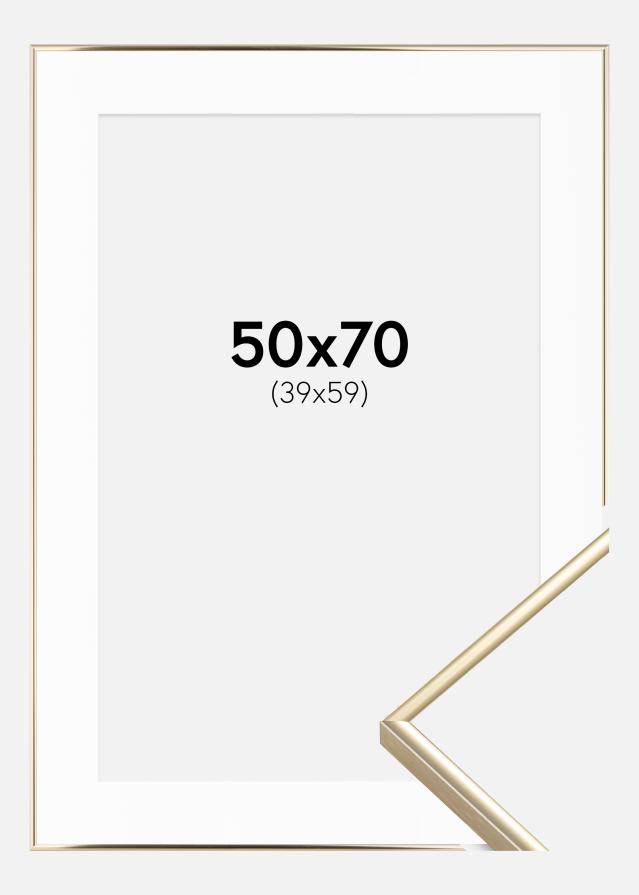 Ram med passepartou Kader Visby Glanzend Goud 50x70 cm - Passe-partout Wit 40x60 cm