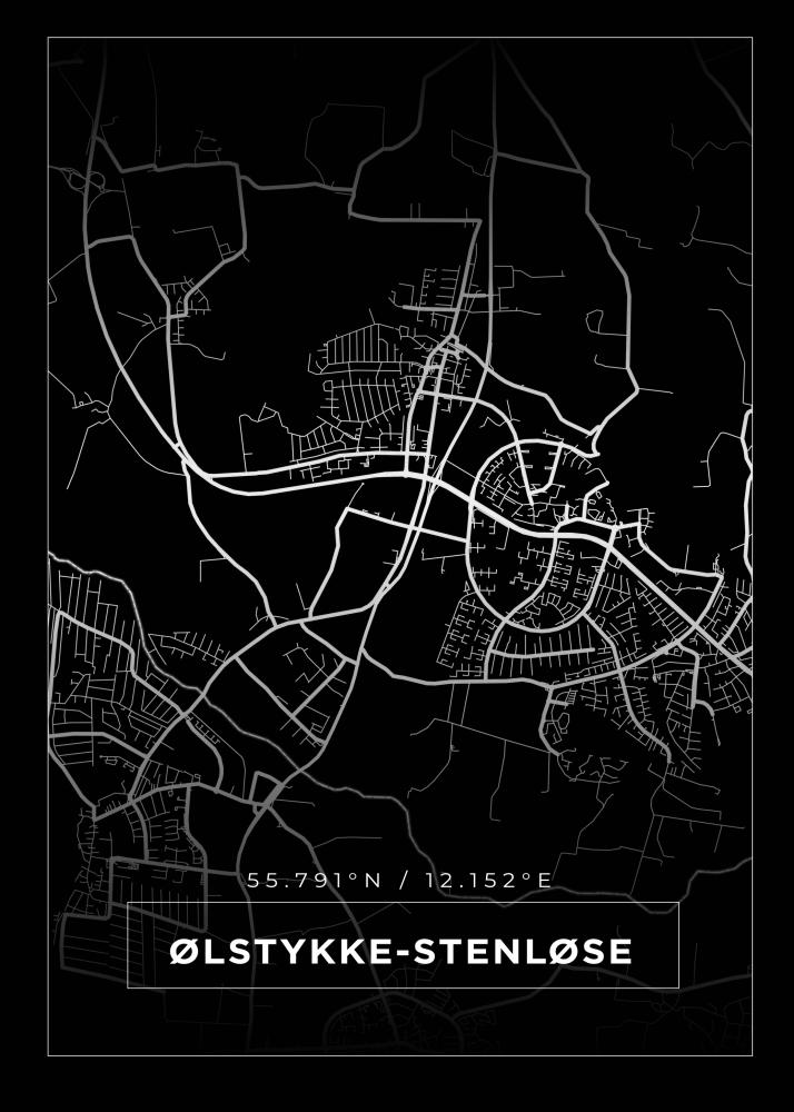 Bildverkstad Map - Ølstykke-Stenløse - Black Poster